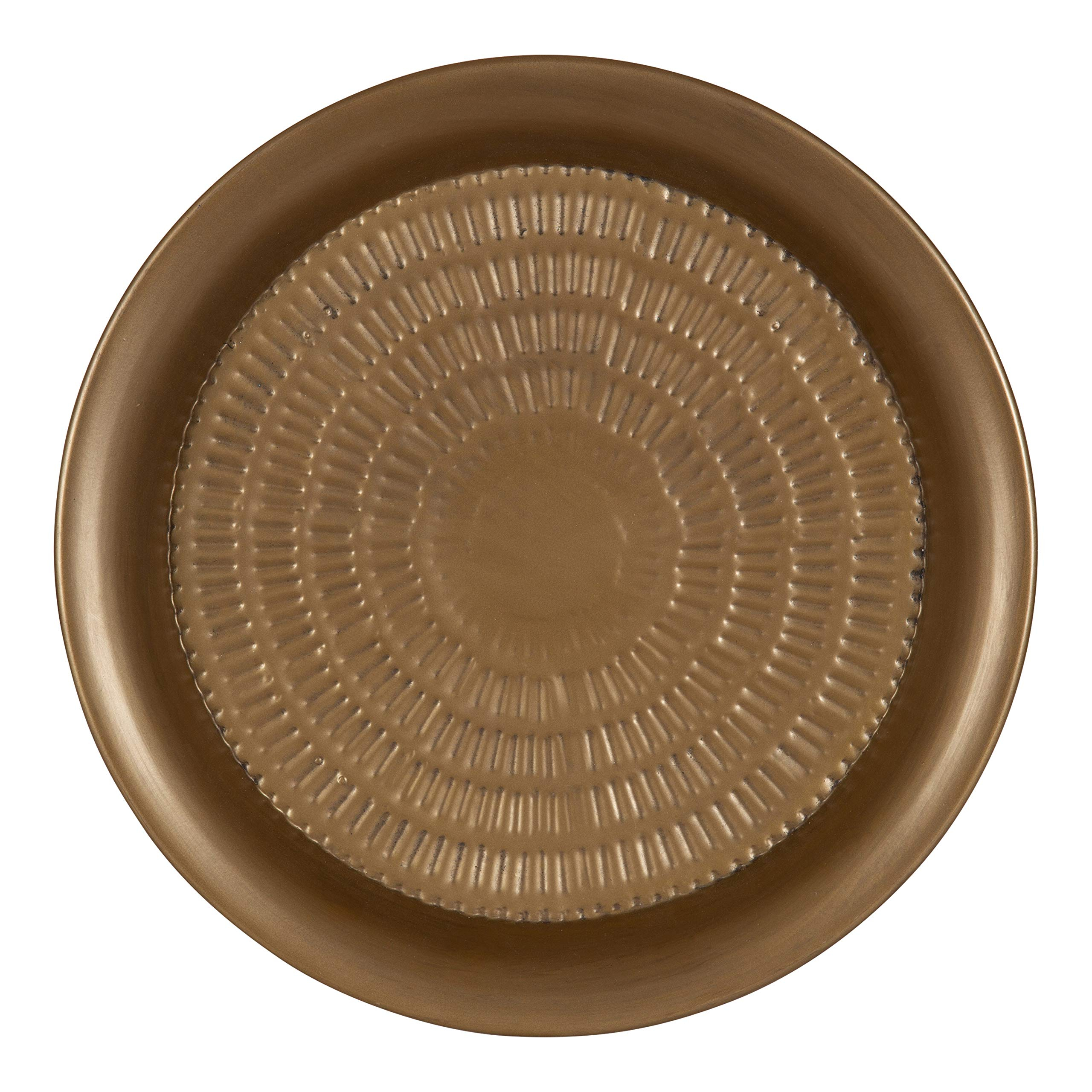 Kate And Laurel Mahdavi Round Hammered Metal Tray End Table, Dark Gold for Mahdavi Round Metal Accent Table, Gold, 16.5X16.5X20.5