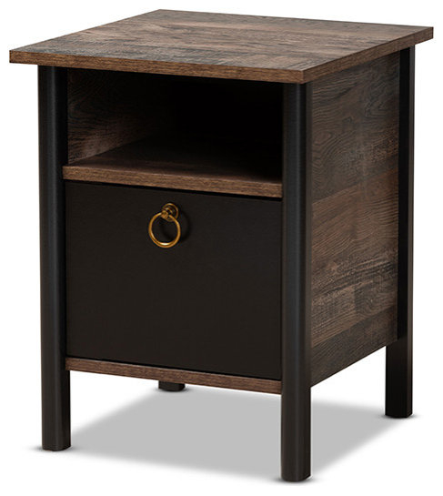 Kennie Modern Contemporary Two-Tone Rustic Brown And Black Wood ... for How Rustic Brown and Black Wood Creates Visual Balance in Bedrooms