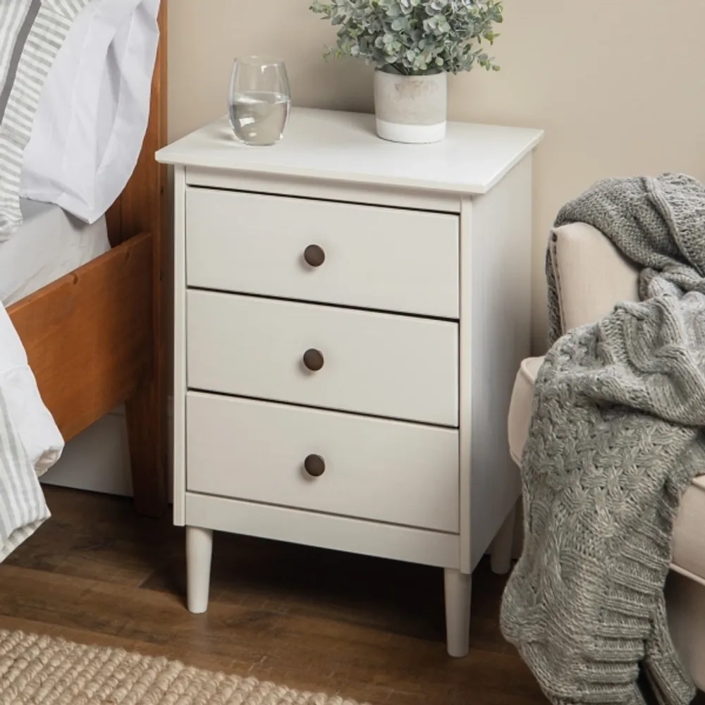 Kirklands White 3-Drawer Wood Nightstand | Hamilton Place intended for Understanding the Appeal of Contemporary Wood Nightstands in Modern Homes