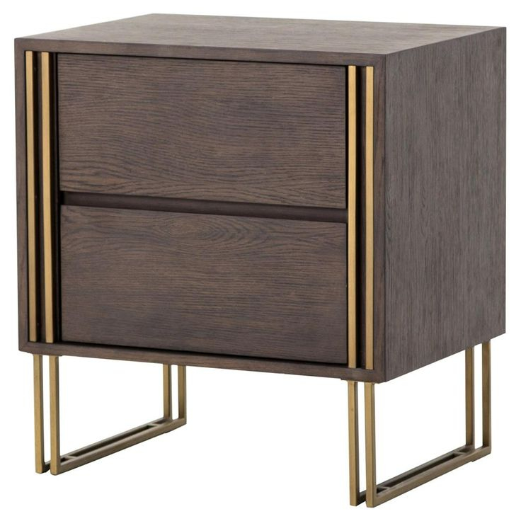 Kurland Modern Rustic Dark Oak Brass 2 Drawer Nightstand | Contemporary ... with Maximizing small spaces with nightstands that blend style and functionality
