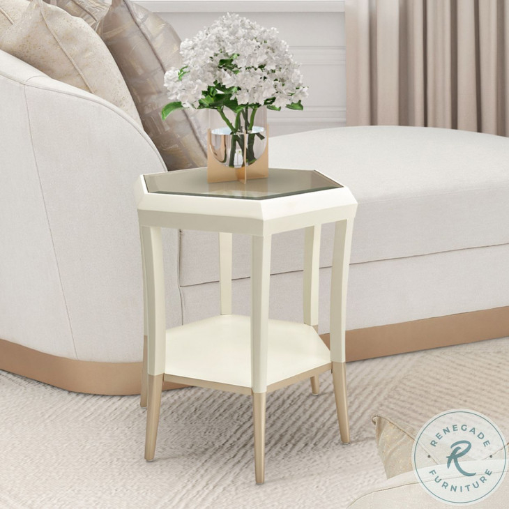 La Rachelle Medium Champagne And Cream Accent Table From Aico | Coleman ... regarding La Rachelle 1-Drawer Nightstand - Medium Champagne