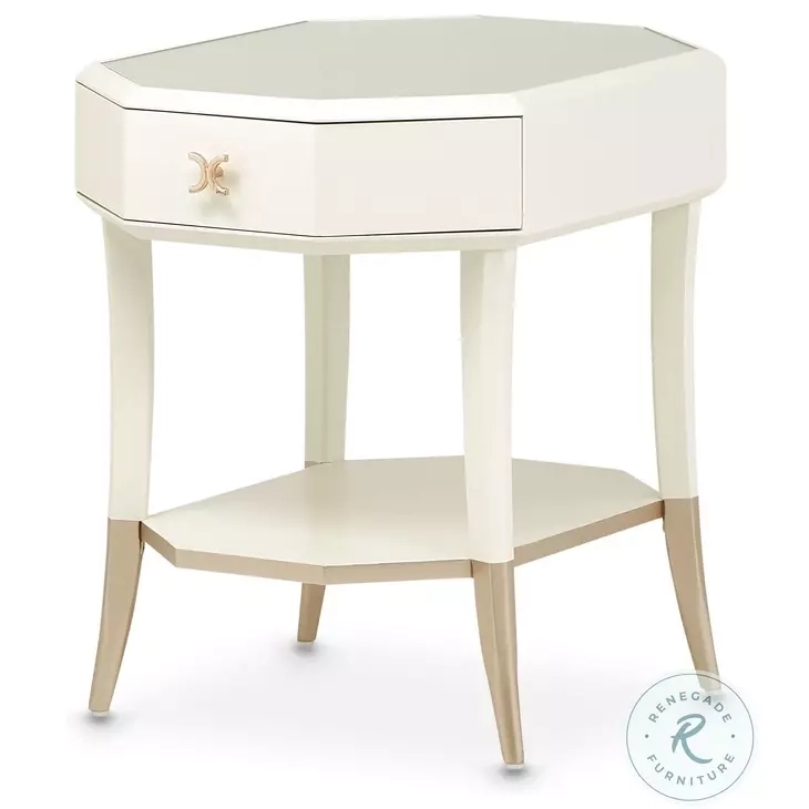 La Rachelle Medium Champagne And Cream Octagonal End Table From Michael ... throughout La Rachelle 1-Drawer Nightstand - Medium Champagne