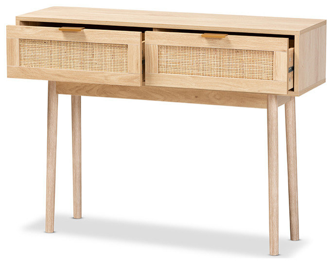 Lani Mid-Century Modern Light Oak Brown Wood And Rattan 2-Drawer ... inside Lani Mid-Century Modern Light Oak Brown Wood And Rattan 2-Drawer Nightstand