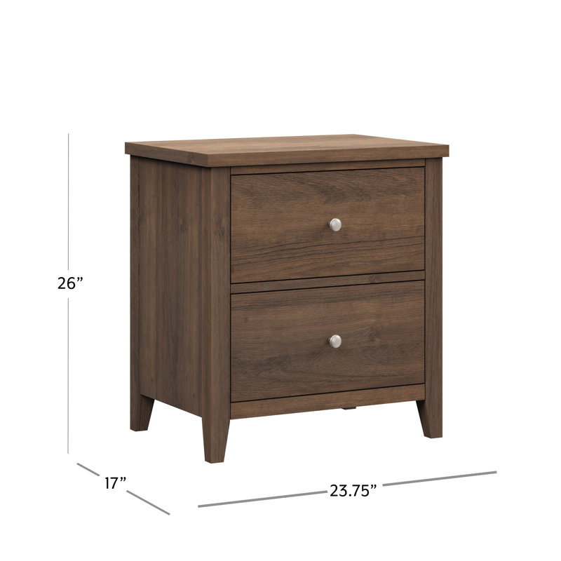Lark Manorâ„¢ Analissa Wood 2 - Drawer Nightstand In Driftwood Brown ... regarding Bear Creek Chocolate And Honey Brown Wood Two-Drawer Nightstand