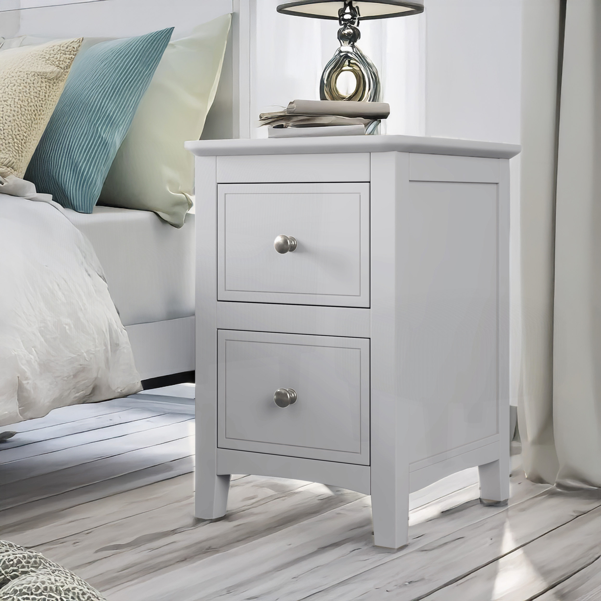Latitude Run® 2 Drawers Solid Wood Nightstand End Table - Wayfair Canada regarding Choosing the Right Gewnee 2 Drawers Nightstand for Your Bedroom Setup