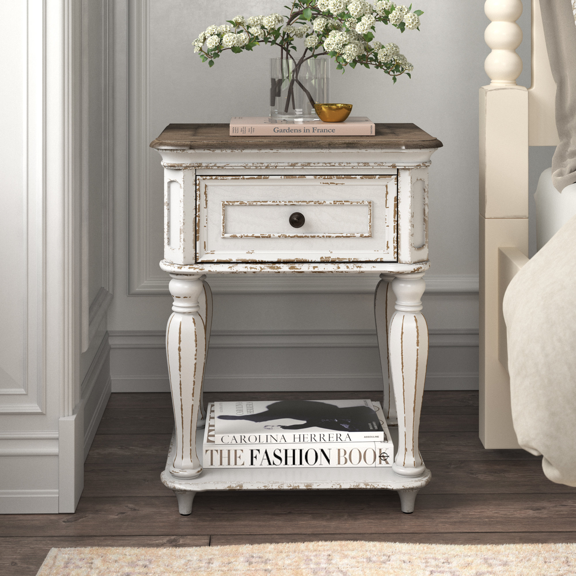 Laurel Foundry Modern Farmhouse® Colchester 1 - Drawer Nightstand In ... for Furniture Anastasia Solid Wood Frame Nightstand In Antique White