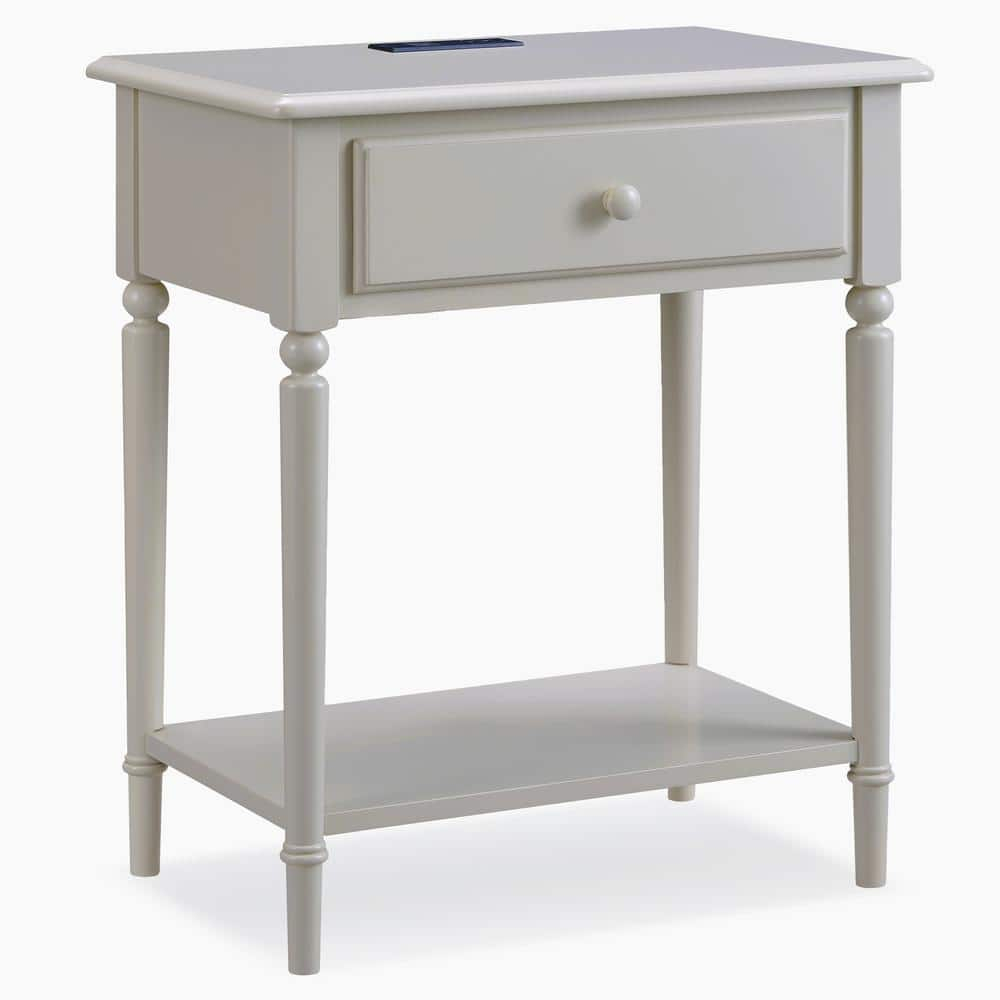 Leick Home Coastal Notions Wood Greige Nightstand Table With Ac/Usb ... with Solid wood versus engineered materials in bedroom furniture construction