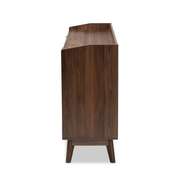 Lena Mid-Century Modern Walnut Brown Finished 6-Drawer Wood Dresser within Lena Mid-Century Modern Walnut Browned 1-Drawer Wood Nightstand