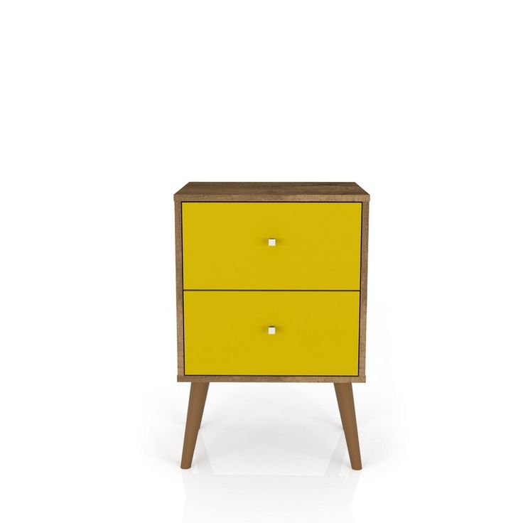 Liberty 2.0 Mid Century Modern Nightstand Rustic Brown/Yellow ... with regard to Exploring the Features That Make Manhattan Comfort Evelyn 32" Nightstand 2.0 Set of 2 Stand Out