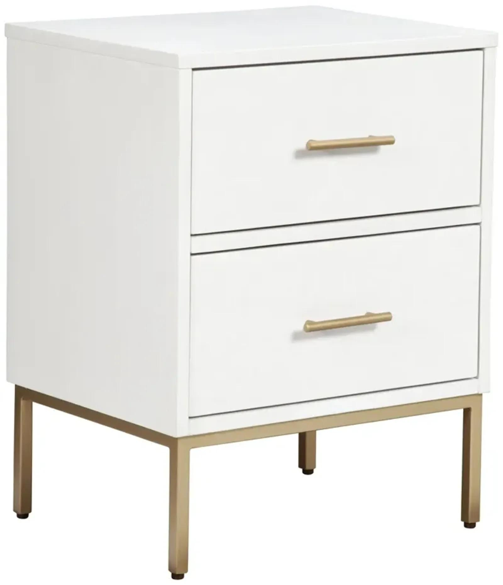Lines 2 Drawer Nightstand - White / Gold By Bel Furniture | Furniture.com regarding Functional Beauty in Small Bedroom Organization Solutions