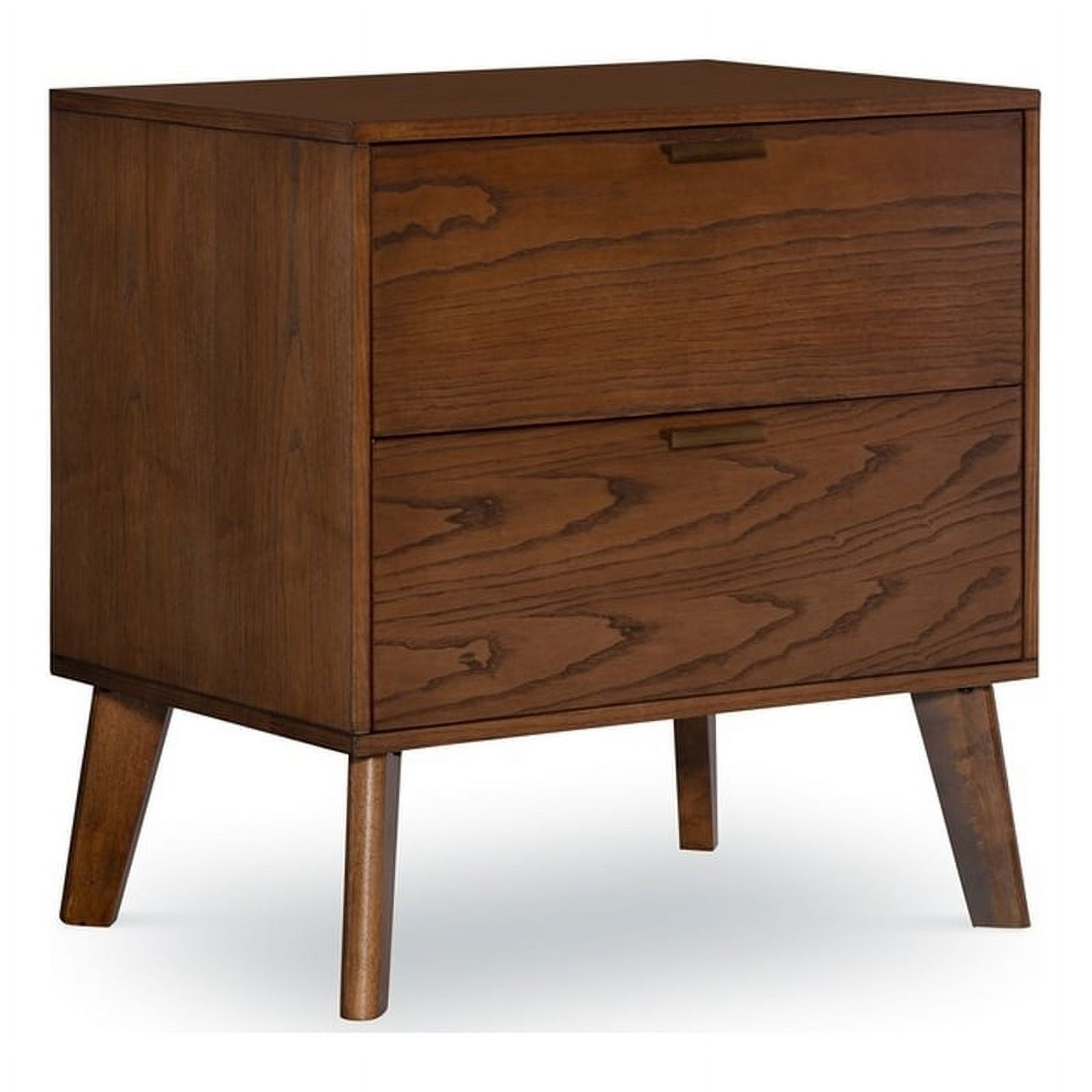 Linon Moore Two Drawer Wood Nightstand In Walnut - Walmart.com with regard to Brooklyn Walk 2-Drawer Wood Nightstand - Burnt Umber