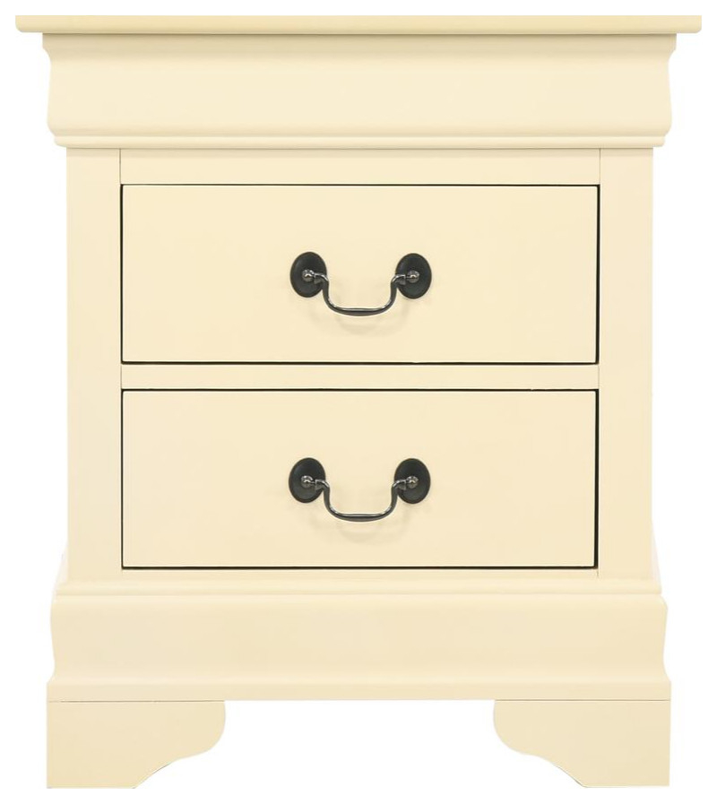 Louis Philippe 2-Drawer Beige Nightstand (24 In. H X 21 In. W X 16 In ... within Louis Philippe 2-Drawer Silver Champagne Nightstand