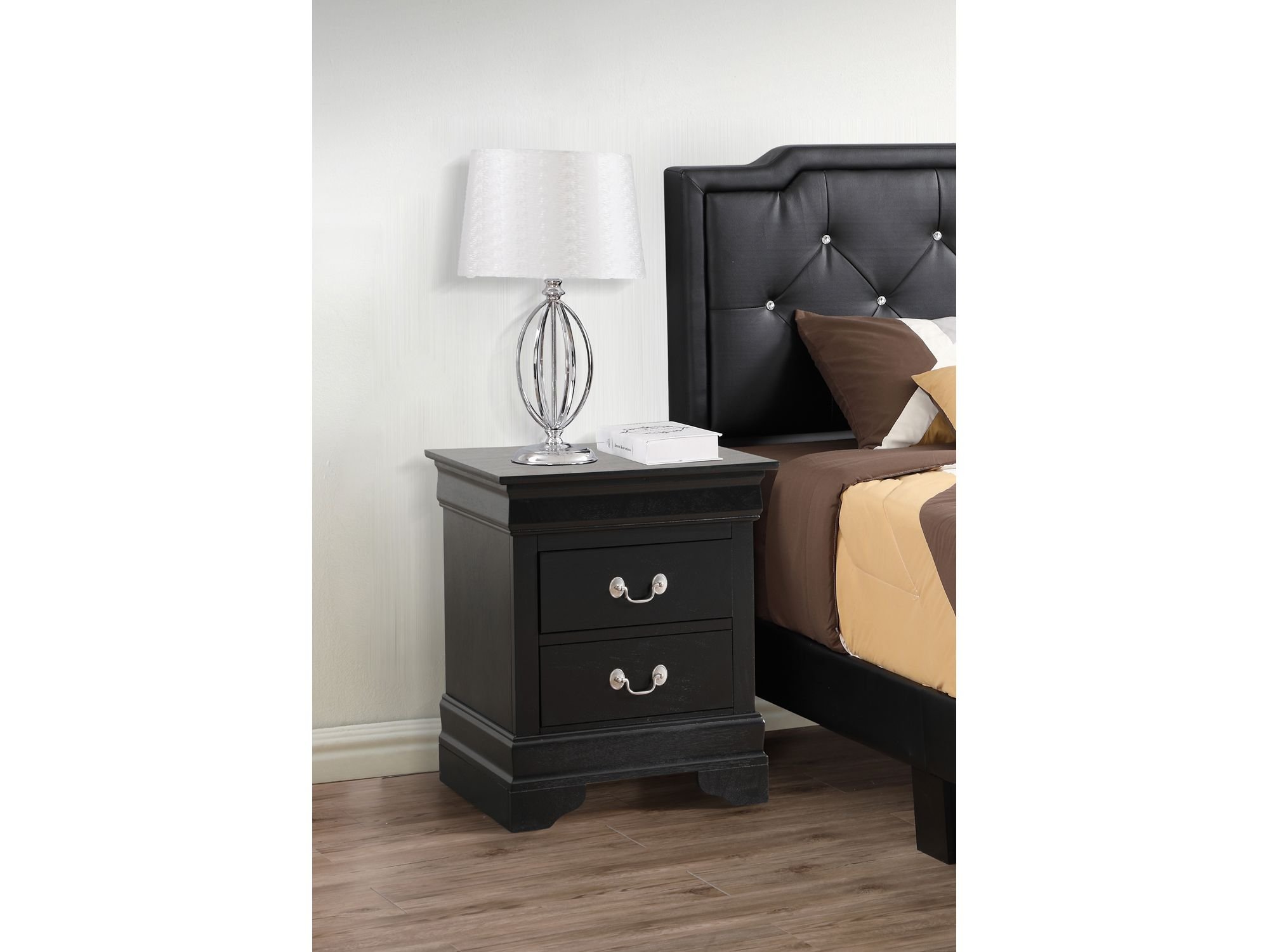 Louis Philippe 2-Drawer Nightstand (24 In. H X 21 In. W X 16 In. D) | 2 ... pertaining to Louis Philippe 2-Drawer Silver Champagne Nightstand