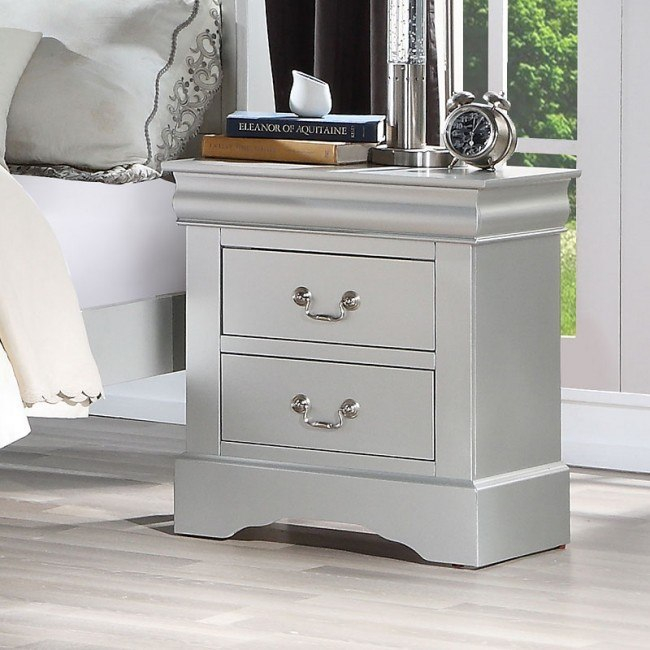 Louis Philippe Iii Nightstand (Platinum) Acme Furniture | Furniture Cart pertaining to Acme Furniture Louis Philippe Iii, Nightstand White 24503