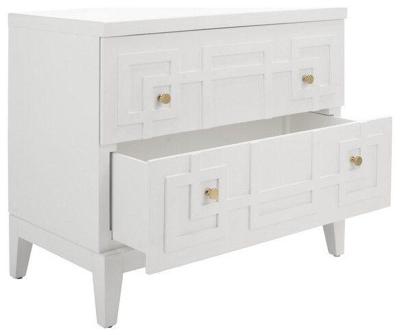 Luiza 2 Drawer Nightstand White/Gold Safavieh, #N/A - Transitional ... with regard to Exploring the functionality and aesthetics of white wood furniture