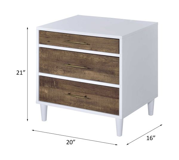 Lurel Three-Drawer Wood Nightstand - White & Weathered Oak - Care Free ... with regard to Contemporary 3 Drawer Wood Nightstand By Ireland, White
