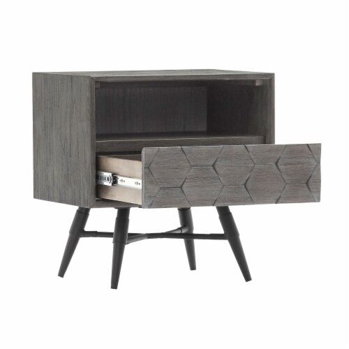 Makena 1 Drawer Night Stand In Grey Acacia Wood, 1 - Kroger intended for I Tested the Mohave Mid-Century Tundra Gray Acacia Night Stand for 8 Months (And It Surprised Me)
