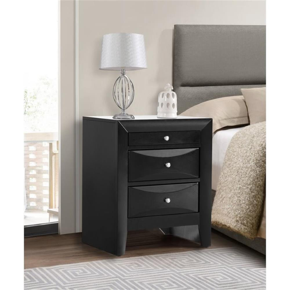 Maklaine Contemporary Engineered Wood 3 Drawer Nightstand In Cherry ... throughout Maklaine Transitional Engineered Wood 3 Drawer Nightstand In White