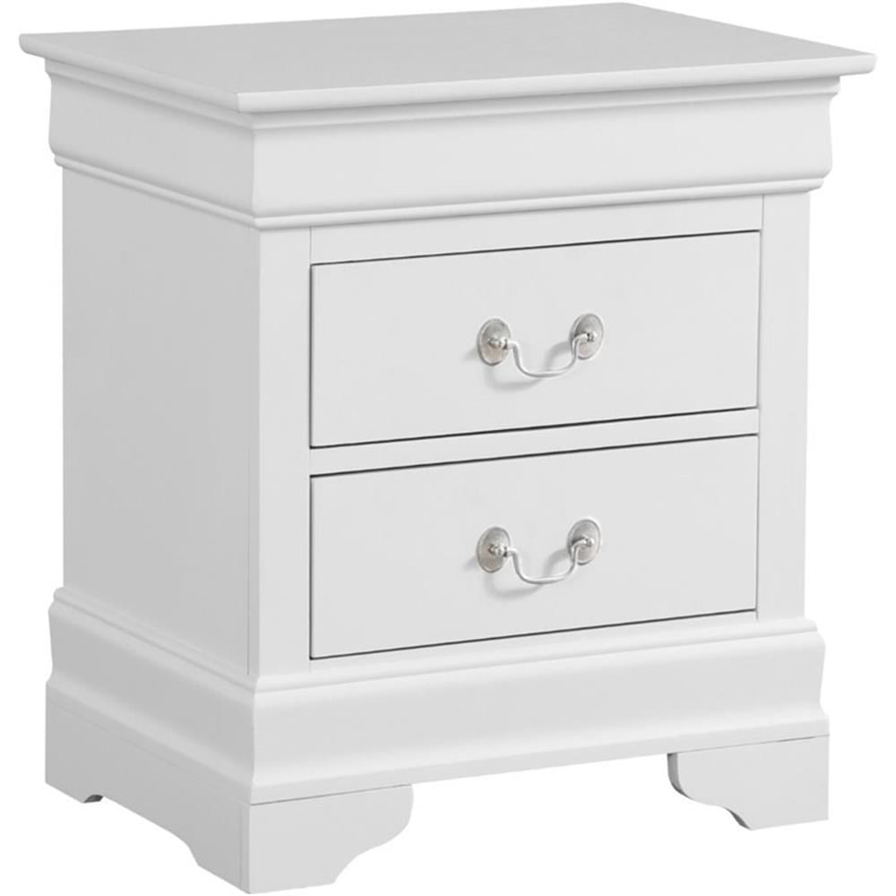 Maklaine Modern / Contemporary 2 Drawer Nightstand In White Finish ... pertaining to Maklaine Transitional Engineered Wood 3 Drawer Nightstand In White