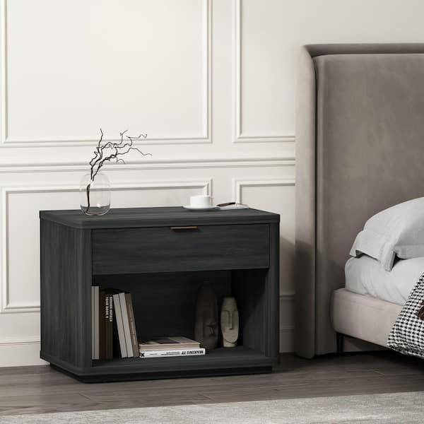 Manhattan Comfort Evelyn Modern Charcoal Grey 1-Full Extension Drawer ... intended for Exploring the Craftsmanship Behind Contemporary Nightstand Designs