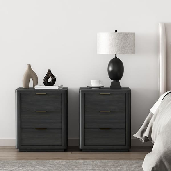 Manhattan Comfort Evelyn Modern Charcoal Grey 3-Drawer 20 In. W ... for Manhattan Comfort Evelyn Nightstand, Charcoal Gray, Set Of 2