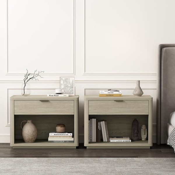 Manhattan Comfort Evelyn Modern Natural 1-Full Extension Drawer 32 In ... intended for Building a Restful Environment Through Thoughtful Furniture Selection