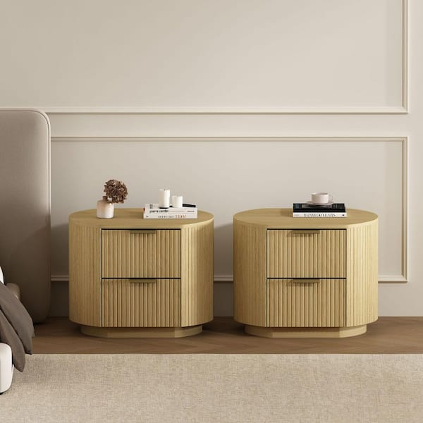 Manhattan Comfort Olivia Modern Natural Oak And Gold 2-Drawer 26.5 In ... pertaining to Building a Restful Environment Through Thoughtful Furniture Selection