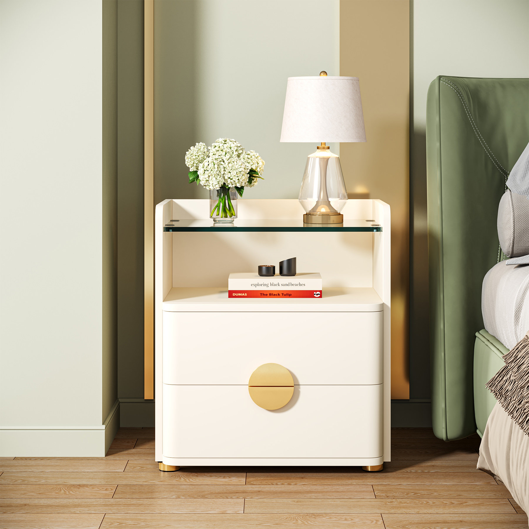 Mercer41 24.8" 2 - Drawer Nightstand With Drawer And Open Compartment ... with regard to Set Of 2 Contemporary Nightstand, Open Compartment & Spacious Drawer, White