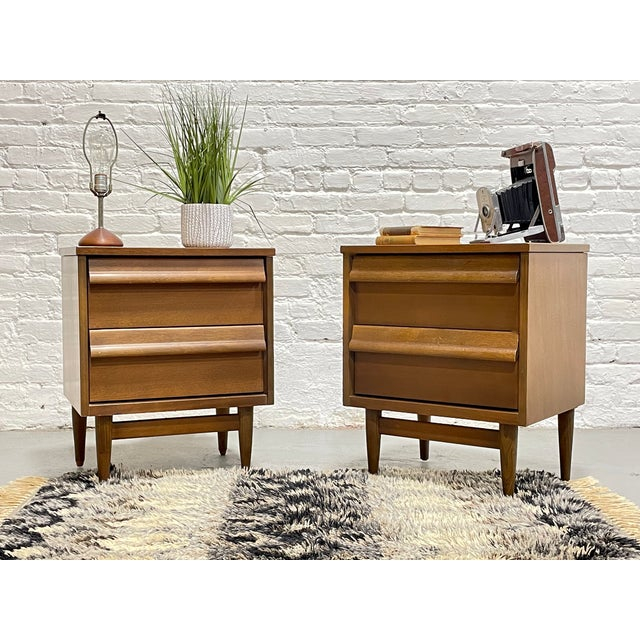Mid Century Modern Walnut Nightstands / Bedside Tables, C. 1960'S ... regarding Stein Mid Century Modern Walnut Nightstand Bed Side Table