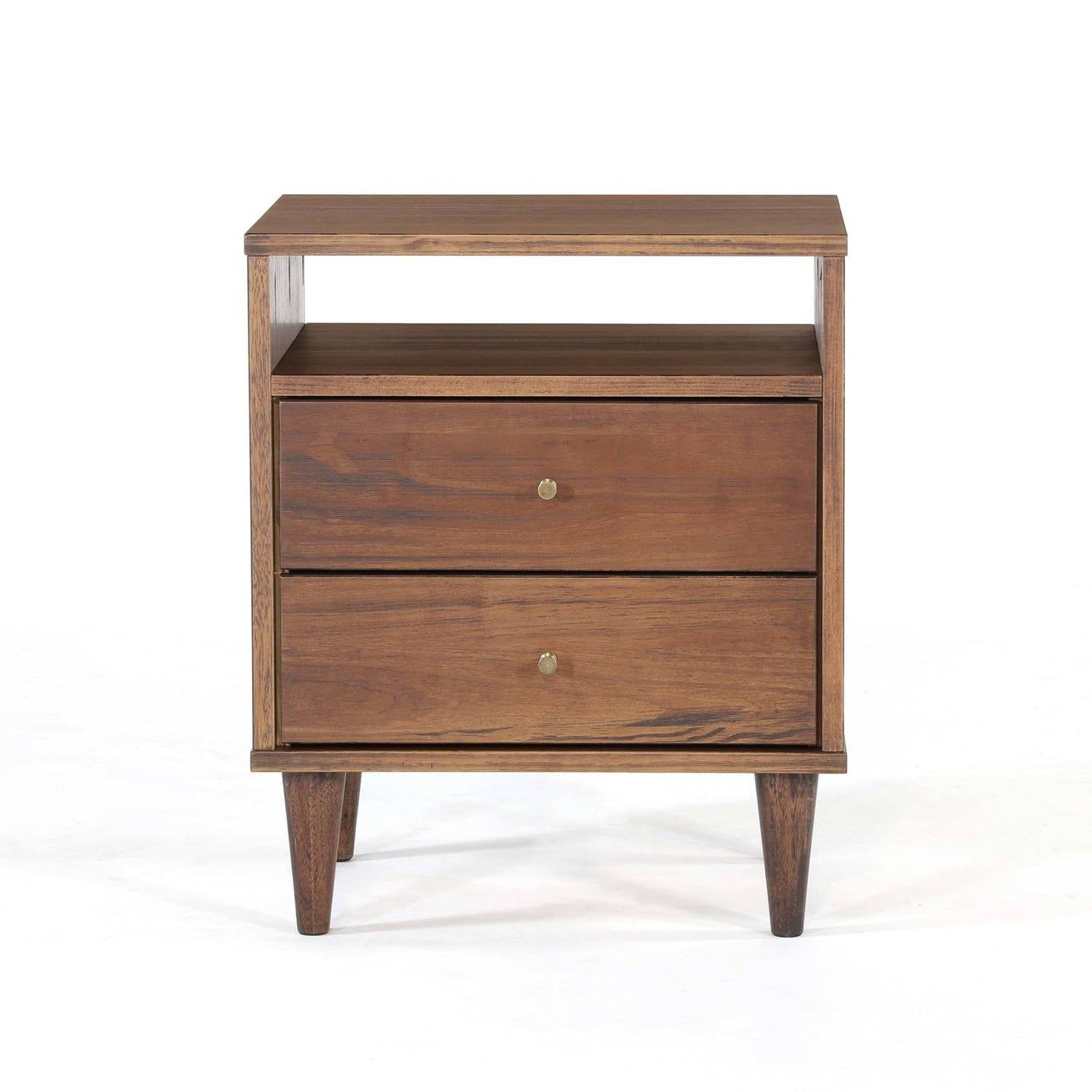 Mid Century Two-Drawer Nightstand | Mid Century Furniture, Nightstand ... for Mid Century Modern Furniture Trends and the Rise of Faux Wood Nightstands