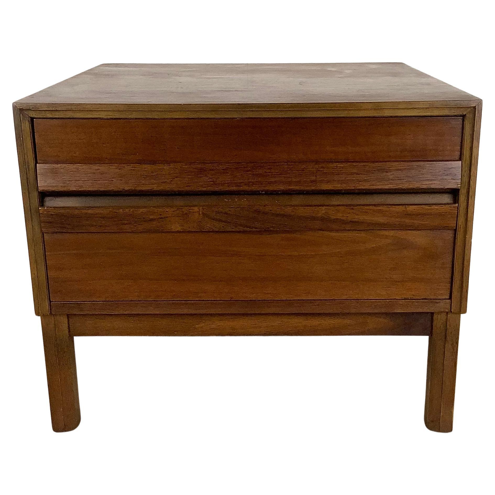 Mid-Century Two Drawer Square Walnut End Table For Sale At 1Stdibs with regard to Mid Century One Drawer Side Table Wood Light Walnut