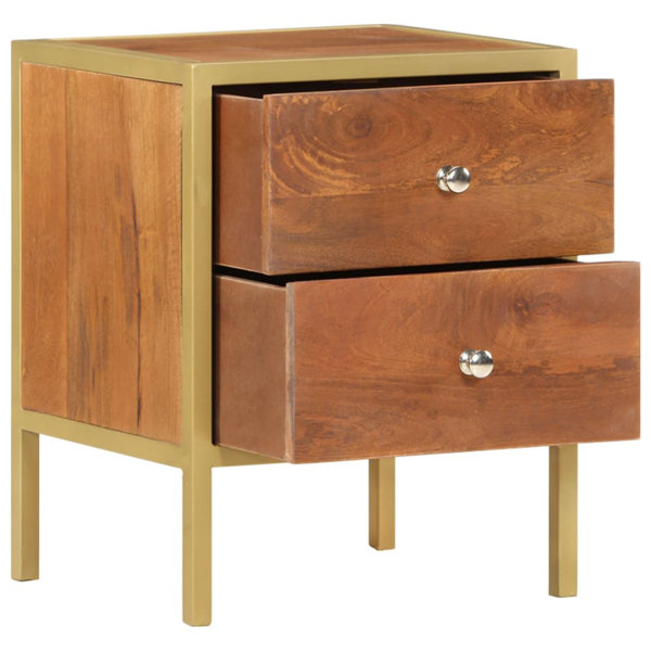 Millwood Pines Bedside Cabinet 15.7" X 13.8" X 19.7" Solid Mango Wood ... pertaining to Vidaxl Bedside Cabinet 15.7"X13.8"X19.7" Solid Mango Wood
