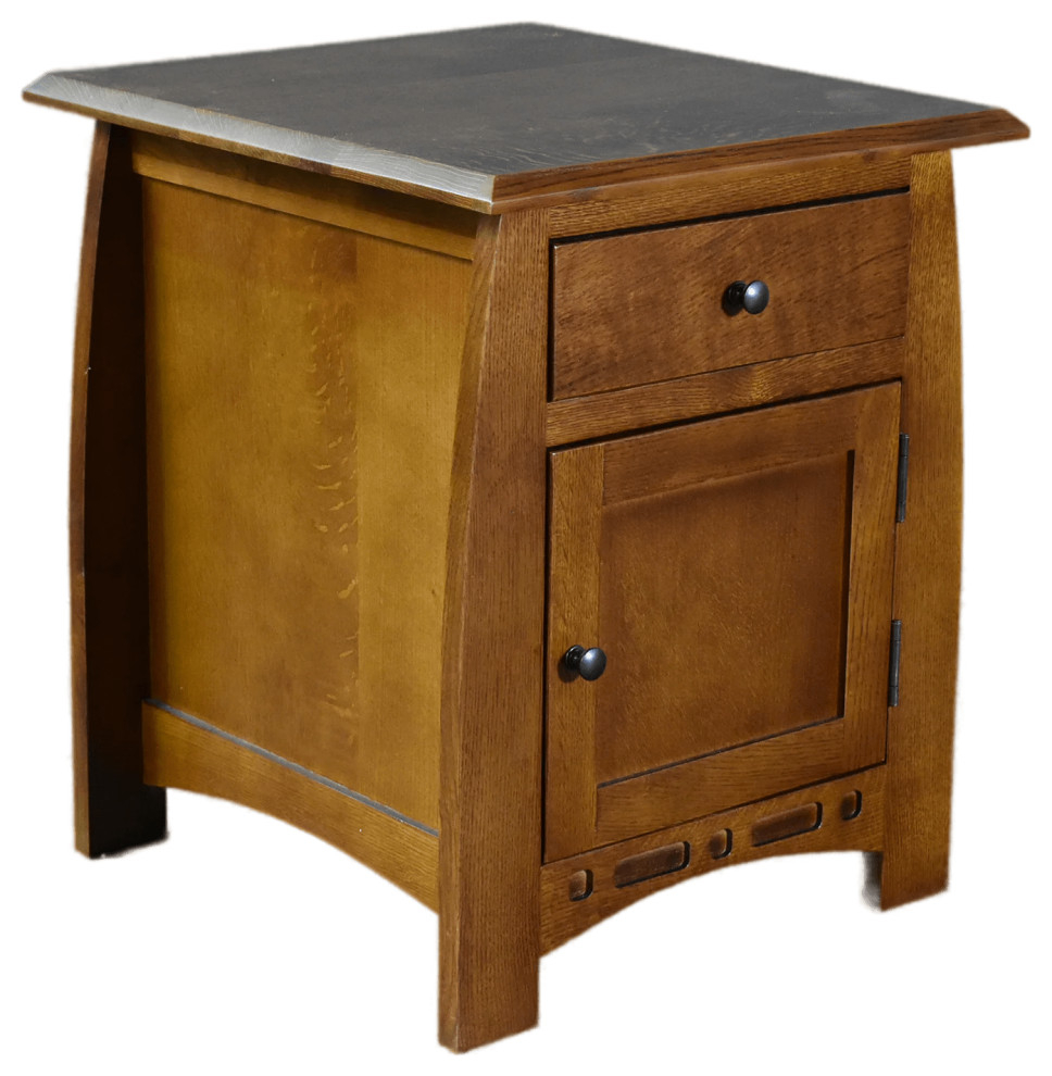 Mission Quarter Sawn White Oak 1 Drawer 1 Door Inlay End Table ... with regard to Mission Quarter Sawn White Oak 3-Drawer Nightstand, End Table - Mc