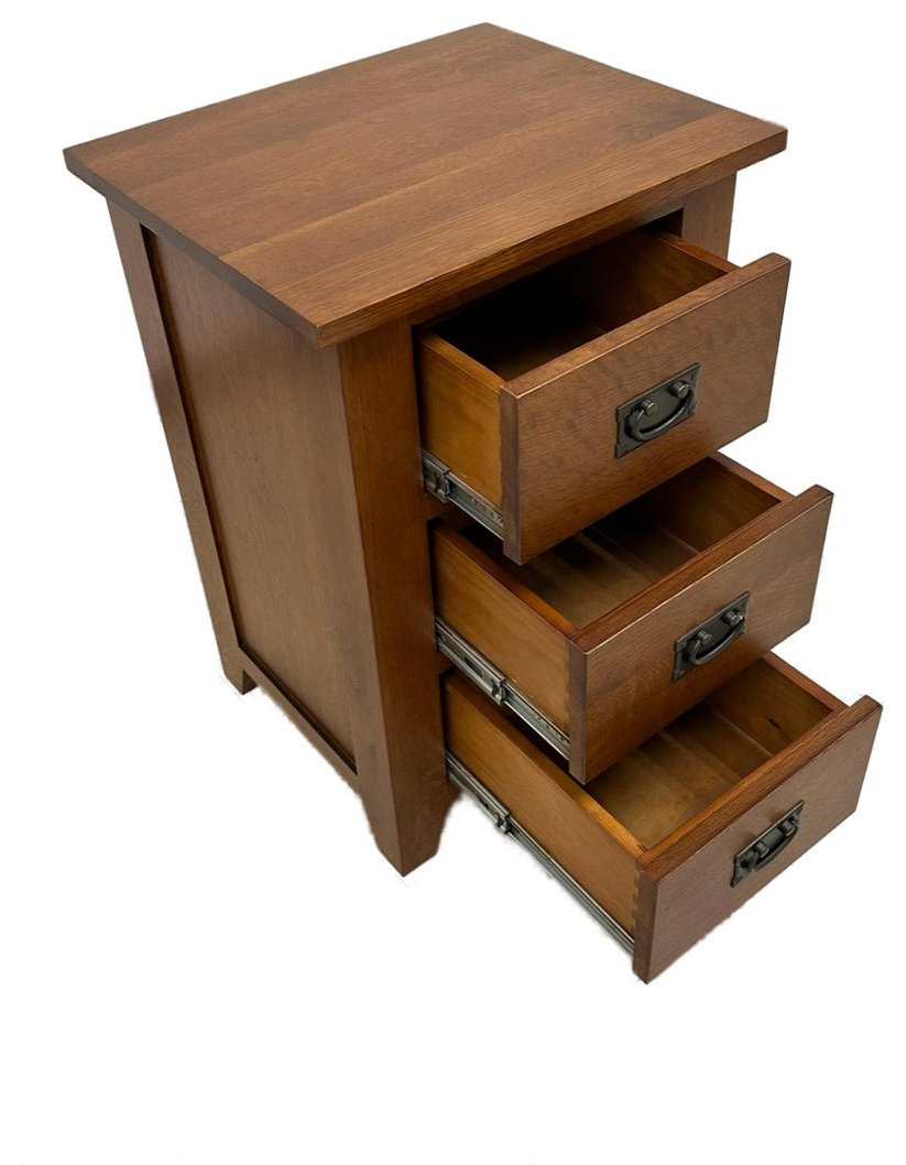Mission Quarter Sawn White Oak 3-Drawer Nightstand, End Table - Mc ... in Mission Quarter Sawn White Oak 3-Drawer Nightstand, End Table - Mc