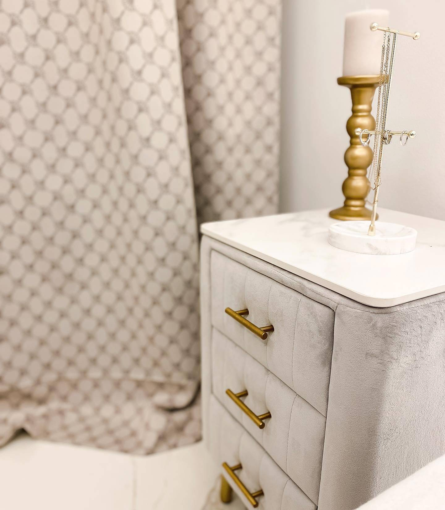 Modern Bedside Table Grey Velvet Upholstered Bedside Table 3 Drawers ... with regard to Choosing the Right Velvet Nightstand for Your Sleeping Space