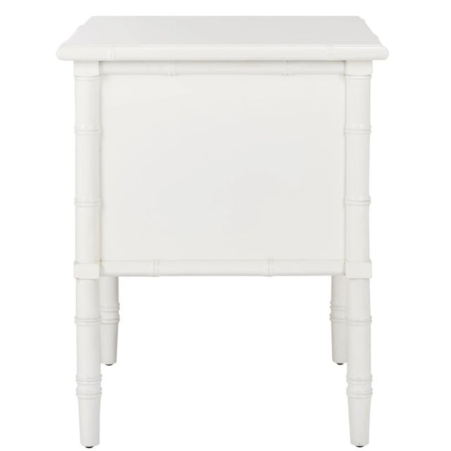 Modern Coastal 2 Drawer 25" H Bamboo Nightstand In White | Chairish in East Hampton Modern Coastal 25" Distressed Acacia Nightstand