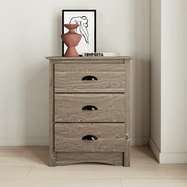 Modern Coastal Nightstand - Culturizm pertaining to Modern Coastal Nightstand, Bamboo Inspired Trim Legs & 2 Storage Drawers, Gray