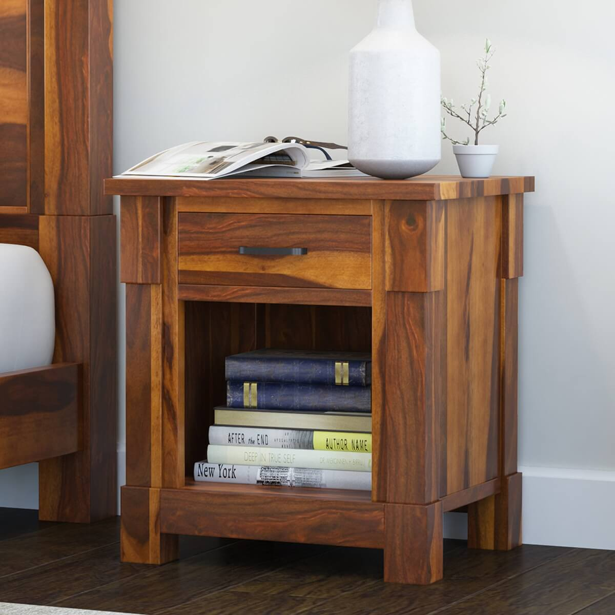 Modern Farmhouse Solid Wood 1 Drawer Nightstand intended for Choosing the Right Nightstand to Complement Your Bedroom Decor