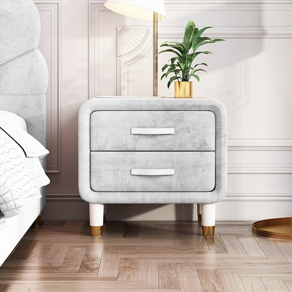 Modern Grey Velvet Nightstand With 2 Drawers Bedroom | Homary Uk within Contemporary Nightstand Secrets I Wish Someone Had Told Me Earlier