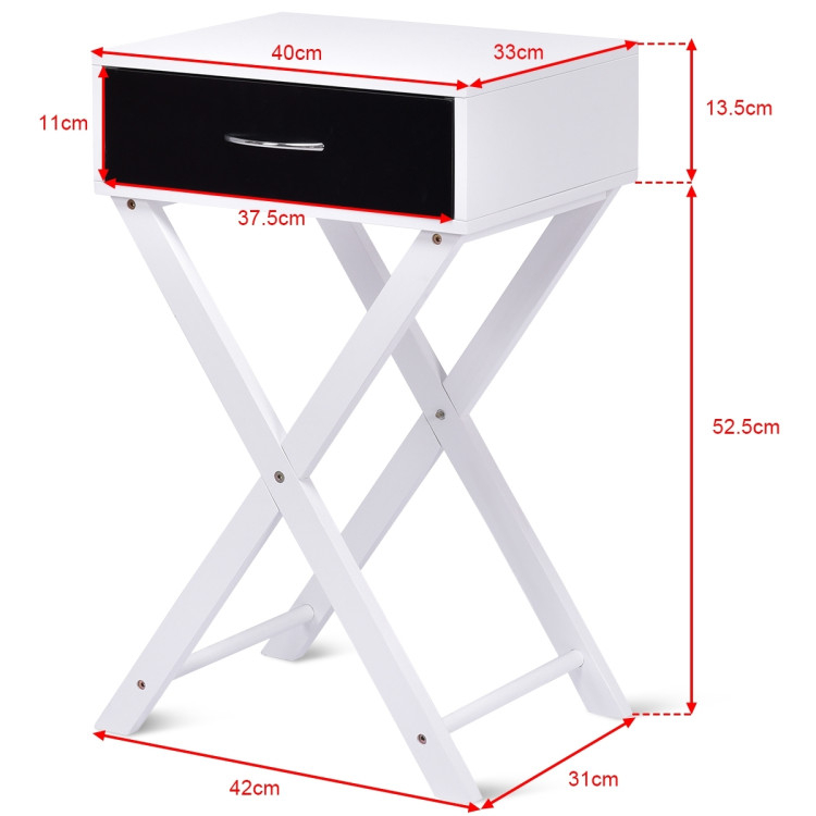 Modern X-Shape Accent Side End Table - Costway in Costway Nightstand X-Shape Drawer Accent Side End Table Modern Home Furni White