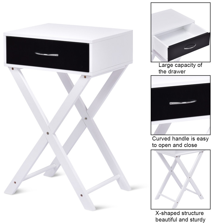 Modern X-Shape Accent Side End Table - Costway intended for Costway Nightstand X-Shape Drawer Accent Side End Table Modern Home Furni White