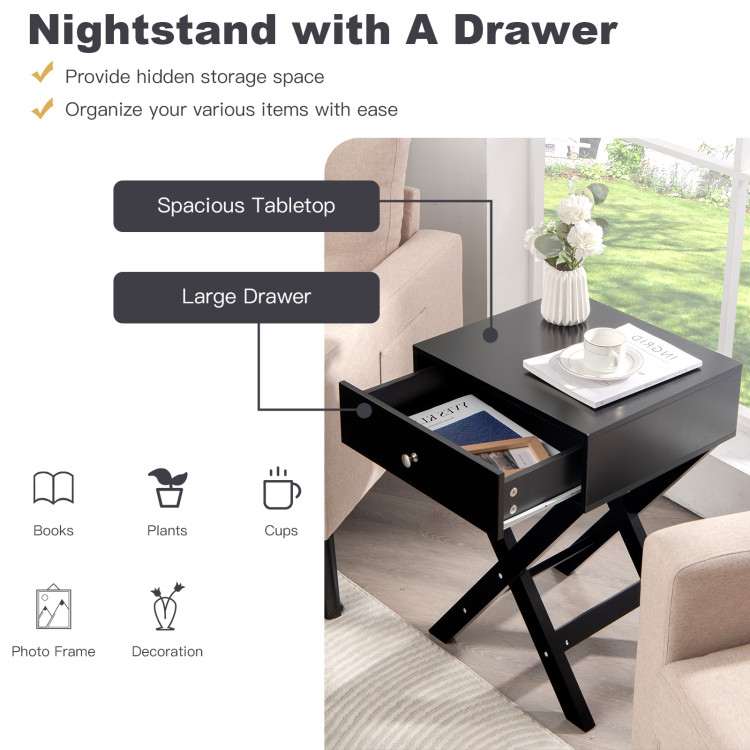 Modern X-Shaped Nightstand With Drawer For Living Room Bedroom - Costway with regard to Design Trends Shaping Today's White Furniture Selection