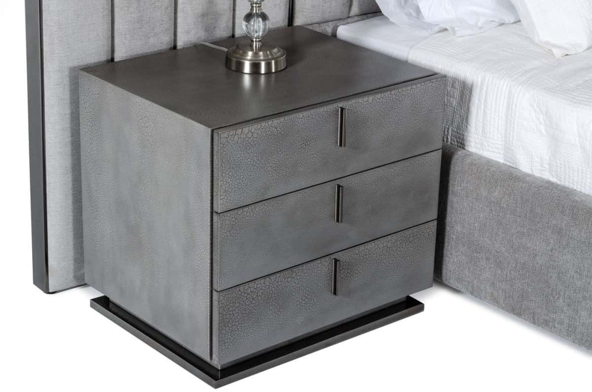 Modrest Buckley - Modern Grey & Black Stainless Steel Bed W/Nightstands ... for The Art of Choosing the Right Nightstand for Your Home