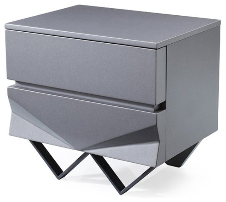 Modrest Duke Modern Gray And Black Gun Chrome Nightstand - Contemporary ... with The Art of Choosing the Right Nightstand for Your Home