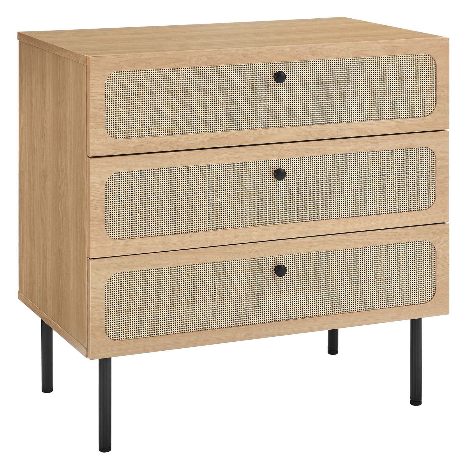 Modway Chaucer 3-Drawer Particleboard And Rattan Chest In Oak - Walmart.com throughout Design trends shaping today's bedroom furniture landscape