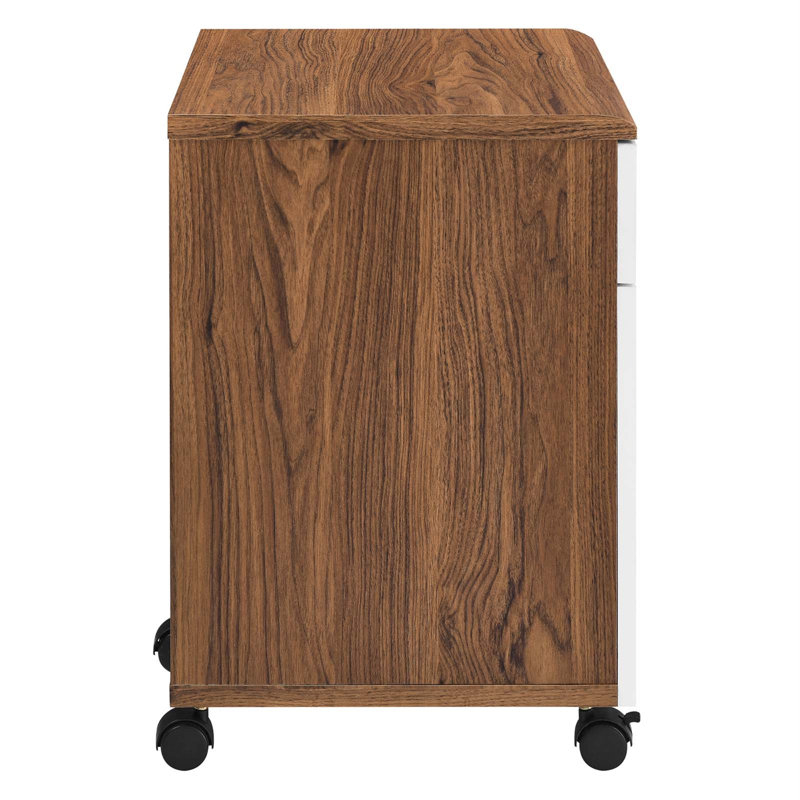 Modway Envision Mid-Century Modern Office File Cabinet In Walnut White ... for Modway Envision Modern Particleboard Nightstand In Walnut/White