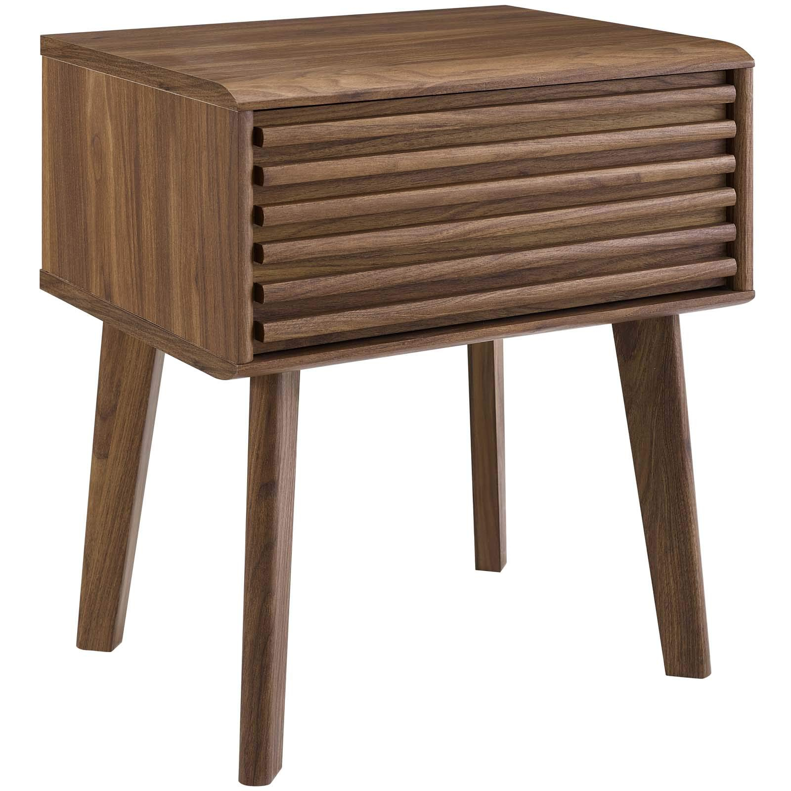 Modway Render Mid-Century Modern End Table Or Nightstand In Walnut For ... throughout Mid-Century Modern End Table Or Nightstand In Walnut