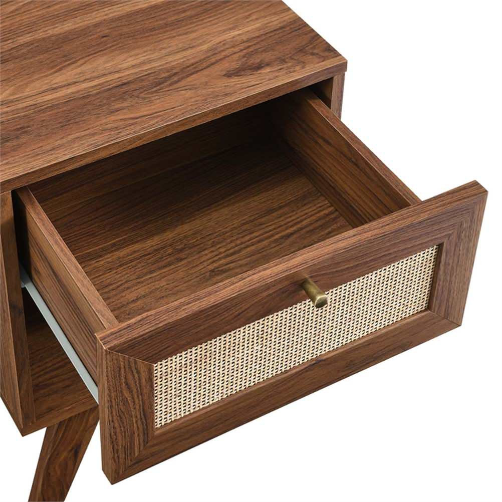 Modway Soma 1-Drawer Rattan Mdf And Particleboard Nightstand In Walnut ... intended for Modway Render Modern Particleboard Wood Nightstand - Walnut Finish