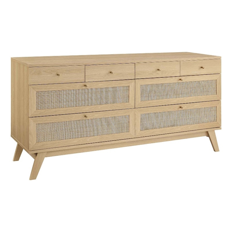 Modway Soma 8-Drawer Rattan Mdf And Particleboard Dresser In Oak ... with regard to Design trends shaping today's bedroom furniture landscape