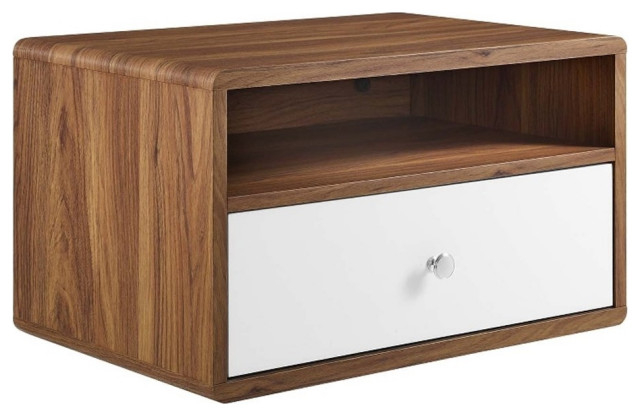 Modway Transmit 1-Shelf Wall Mount Wood & Metal Nightstand In Walnut ... with How Wood Nightstands Enhance Bedroom Organization and Aesthetics